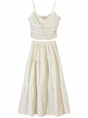 Good Luck Gem Cream Smocked Tank and Tiered Maxi Set